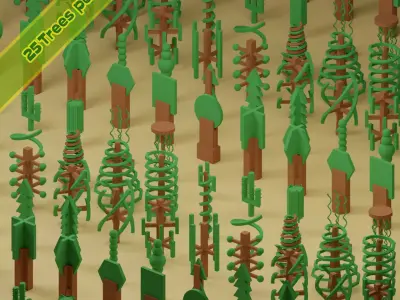 Low Poly Trees Collection - 25 trees pack 4 Low-poly 3D model