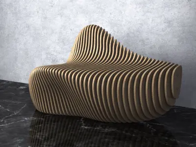 Parametric Wavy Wooden Furniture 13 -  CNC files for cutting 3D model