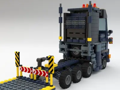 Lego workers and construction equipment 3D model