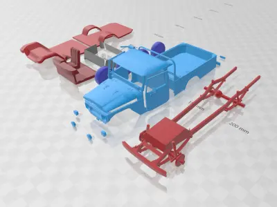 Toyota Land Cruiser Pickup 1979 - Separate Parts STL Model 3D print model