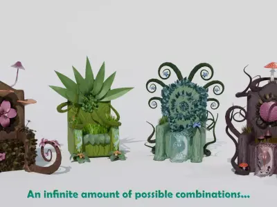 NATURE DRUIDIC THRONE STARTER PACK Free low-poly 3D model