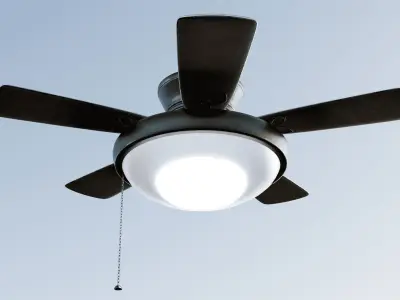 Ceiling lamp with 5 Fans Model Low-poly 3D model
