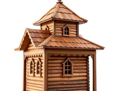 Rustic Wooden Chapel model pack Low-poly 3D model
