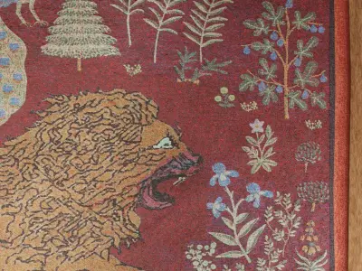 Vintage Red Lion Rug Carpet Low-poly 3D model