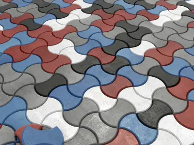 Paving stone color half Circle n2 3D model