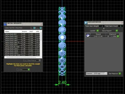 U Shaped Eternity Ring 2 point 4 mm stone size swiss 15 and EU55 3D print model