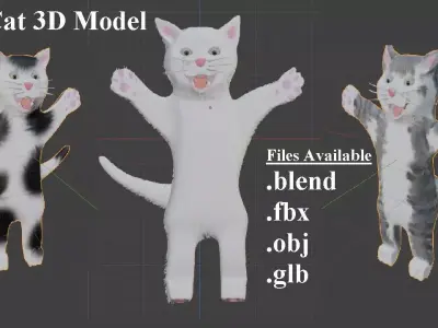 Cartoon Cat 3D Model -Multiple Texture Variations with Hair Mesh Low-poly 3D model