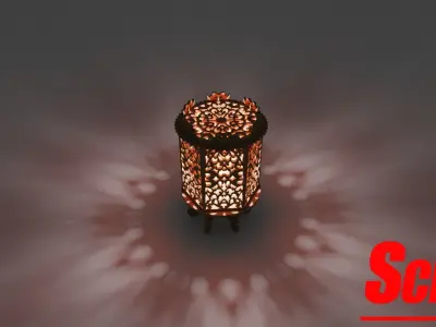 Small Desk Wooden Lamp 3D model