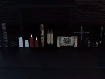 Stylized Vampire Kit Old Papyrus Props Low-poly 3D model