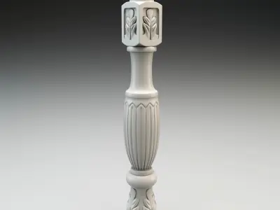Baluster column with leaves for cnc milling 3D print model 3D print model