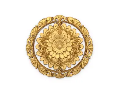 Classic circular  carved decor ornament 01 3D model