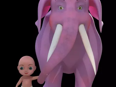 Elephant and baby 3D model