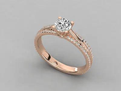Accented Engagement Ring Jewelry 3D print model
