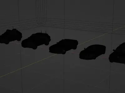 Cyberpunk Vehicle Kit bash Pack  5 Stylized Cars for Environment Low-poly 3D model