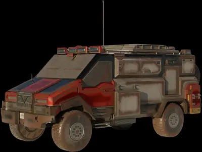 scifi cyberpunk 4x4 Truck 3D textured model Low-poly 3D model