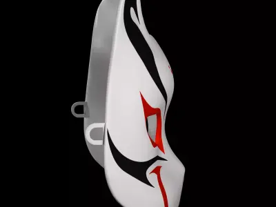 Japanese Kitsune Cat Mask Cosplay and Decoration 3D print model