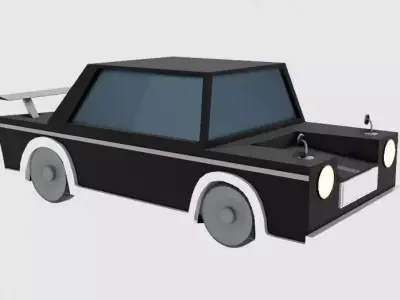 low polly car black car 3D model