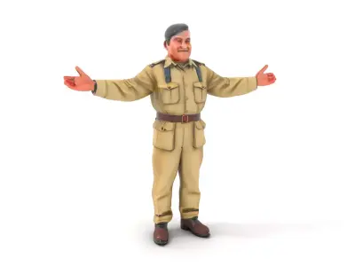 Uniformed Officer D Character Model Rigged and Animated Low-poly 3D model