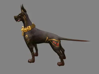 Cartoon black doberman - hound dog Low-poly 3D model