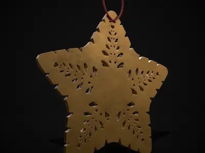 Christmas Decoration Golden Star Low-poly 3D model