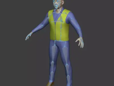 Architect Engineer Construction Worker Man -- With IK and FK Rig Low-poly 3D model