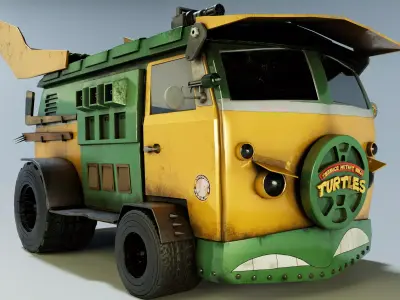 Turtle Van Stylized Cartoon Vehicle 3D Model Low-poly 3D model