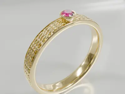 Woven Gold Ruby Accent Ring - 3D print ready Free 3D print model