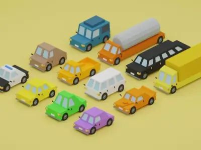 Low poly vechicle - low poly cars Low-poly 3D model