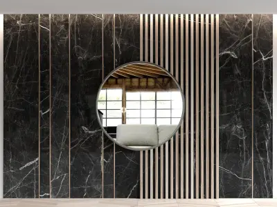 Marble panels with planks and mirror 3D model