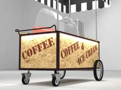 coffee barrow ice cream barrow kahve dondurma arabasi cart  3D model