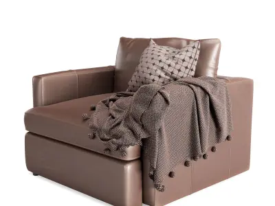 Crateandbarrel Lounge Deep Leather Chair and a Half 3D model