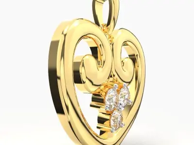 THREE STONE HEART DIAMOND PENDANT 3D print model