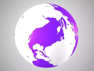 Solid Color Purpal White Globe 3D model