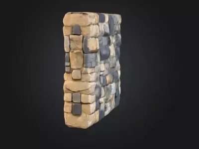 Stone Fortress Seamless Tile Low-poly 3D model