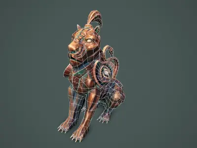 Statue lion Low-poly 3D model