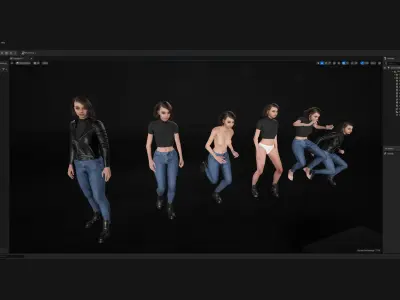 Woman in Casual Outfit - Modular - Rigged Low-poly 3D model