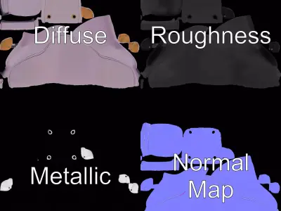 Lavender Armchair model pack Low-poly 3D model