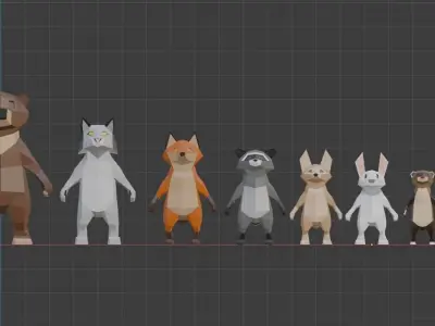 Low Poly Animal Character Collection Low-poly 3D model