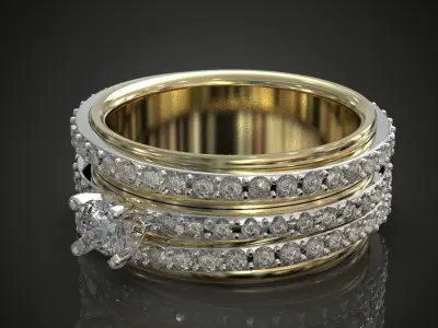 Diamond multy-gemstone ring  Free 3D print model