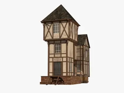 Game Ready  Medieval house Low-poly 3D model