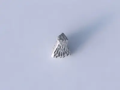 Vase puffy bent triangle with cracked organic lattice 3D print model