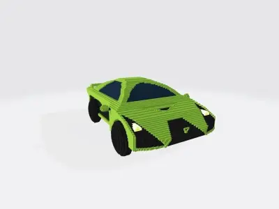 Voxel Racing Car Low-poly 3D model