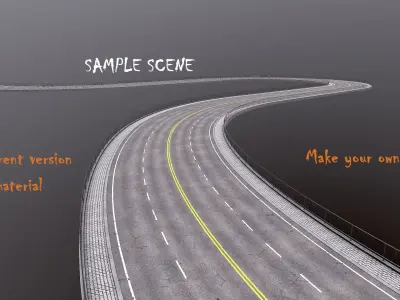 Modular Highway Roads PBR Low-poly 3D model