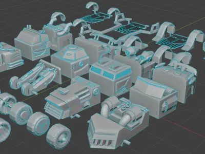 customizable sci fi car  Low-poly 3D model