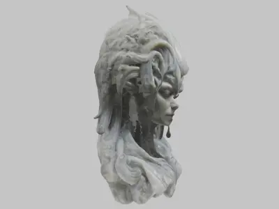 Alien Hr giger woman head marble bust Low-poly 3D model