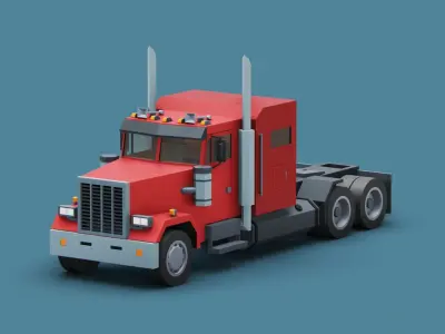 Cartoon stylized 2 semi trucks and 6 types of trailers pack