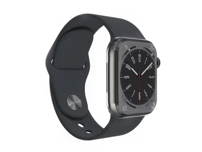 Apple Watch Series 8 Sport Band Graphite Stainless Steel Color Low-poly 3D model