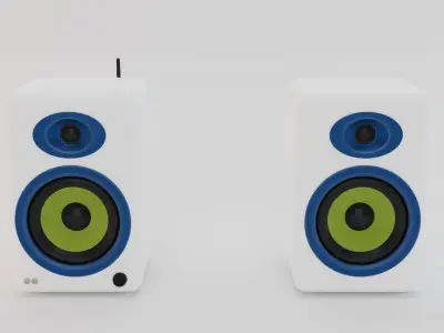 Speaker two wooden speakers Low-poly 3D model