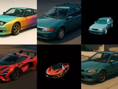 Sport Car bundle 7 pack 100 glb 3D model
