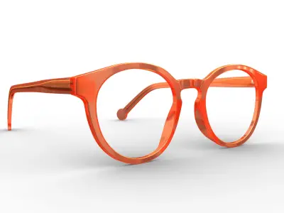 Fashion Round Glasses Transparent Red Frame 3D model